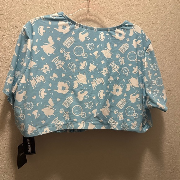 Hot Topic Disney Alice In Wonderland Swimsuit Swim Crop Top Collar Blue Plus 5 - Picture 3 of 7